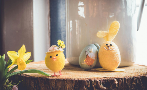 Cute tensil bird art in easter decor.