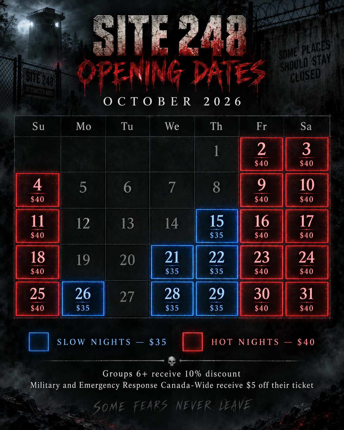 A calendar for SITE 248 operating dates.